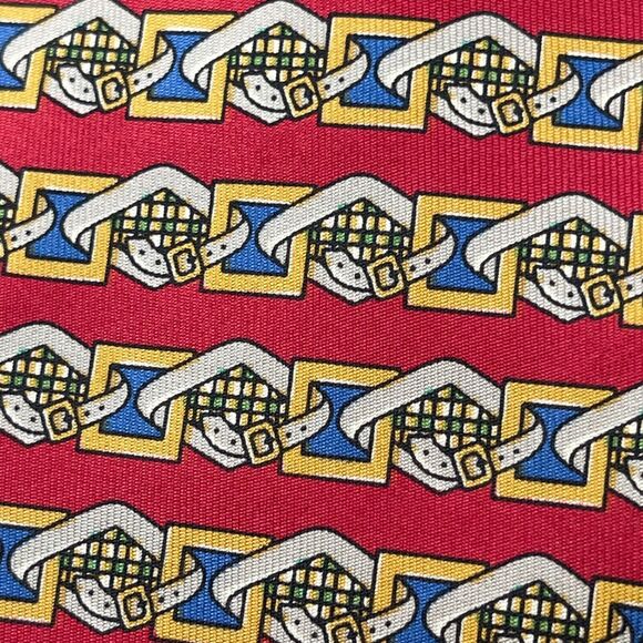 The Scotch House Neck Tie Red Print 100% Silk Made in England - Picture 4 of 9